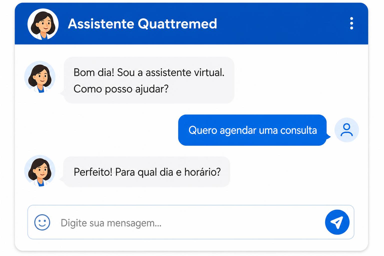 Assistente Quattremed conversando com paciente
